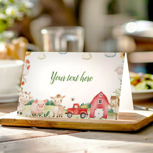 Farm Animals Barnyard Birthday Party Food Tent Place Card