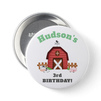 Farm Animals Barnyard Birthday Party - GLS Button