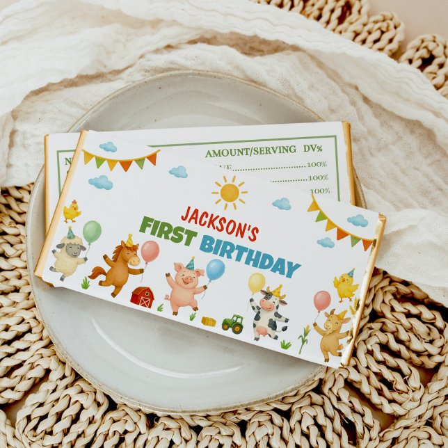 Farm Animals Barnyard Birthday Party Hershey Bar Favors (Creator Uploaded)