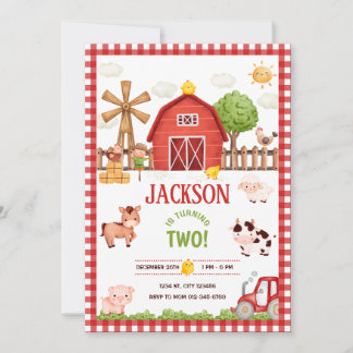 Farm Animals Barnyard Birthday Party Invitation