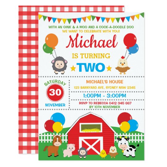Farm Animals Barnyard Birthday Party Petting Zoo Invitation Zazzle Com