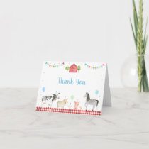 Farm Animals Barnyard Birthday Thank You Card