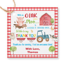 Farm Animals Barnyard Birthday Thank You Favor Tags