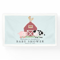 Farm Animals Barnyard Blue Baby Shower Welcome Banner