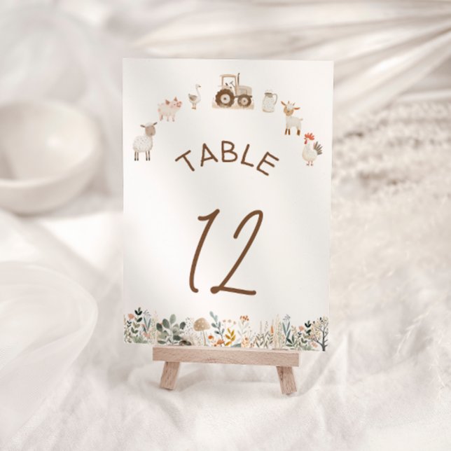 Farm Animals Barnyard Boho Table Number (Creator Uploaded)