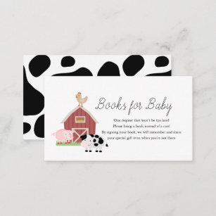 Farm Animals Barnyard Books for Baby Shower Enclosure Card