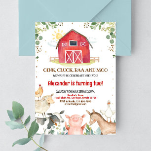 Farm Animals Barnyard Boy Boy Barn Party Birthday Invitation