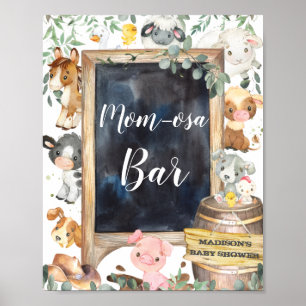 Farm Animals Barnyard Greenery Mom-osa Bar Sign