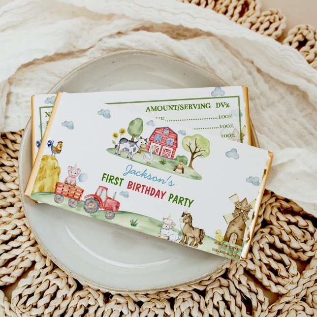 Farm Animals Barnyard Kids Birthday Party Hershey Bar Favors (Creator Uploaded)