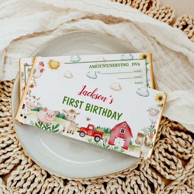 Farm Animals Barnyard Kids Birthday Party Hershey Bar Favors (Creator Uploaded)