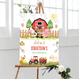Farm Animals Barnyard Kids Birthday Welcome Sign