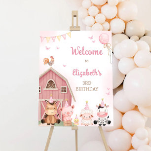 Farm Animals Barnyard Kids Birthday Welcome Sign