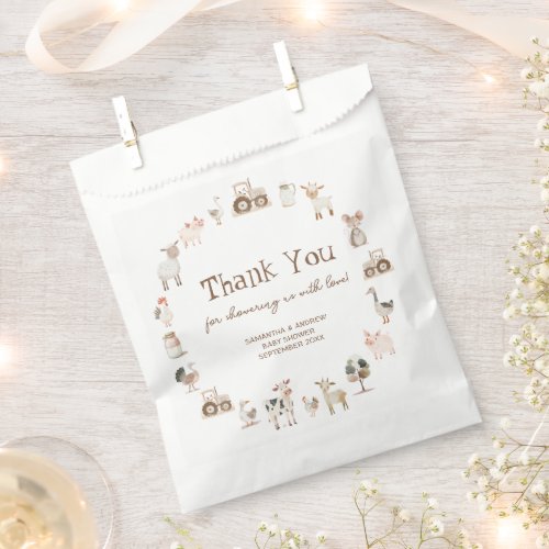 Farm Animals Barnyard Neutral Baby Shower Favor Bag