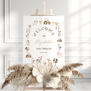 Farm Animals Barnyard Neutral Baby Shower Welcome Foam Board