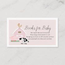 Farm Animals Barnyard Pink Books for Baby Shower Enclosure Card
