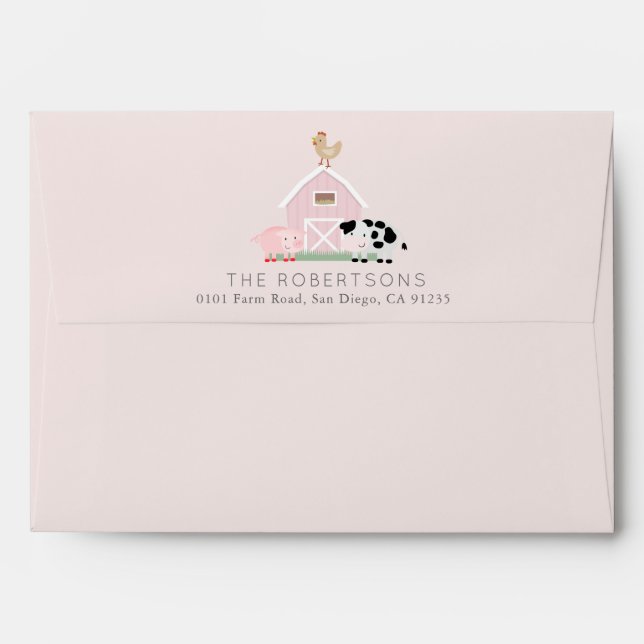 Farm Animals Barnyard Pink  Envelope (Back (Top Flap))