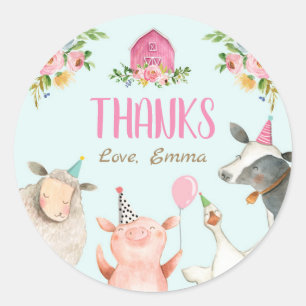 Farm Animals Barnyard Pink Farmhouse Favor Tags