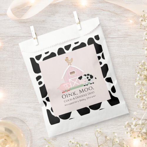 Farm Animals Barnyard Pink Girl Baby Shower Favor Bag