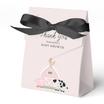 Farm Animals Barnyard Pink Girl Baby Shower Favor Boxes