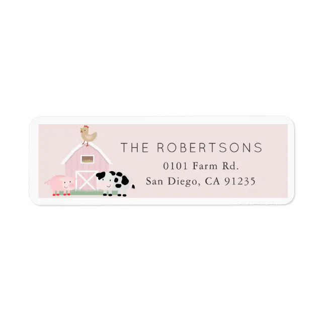 Farm Animals Barnyard Pink Label | Zazzle
