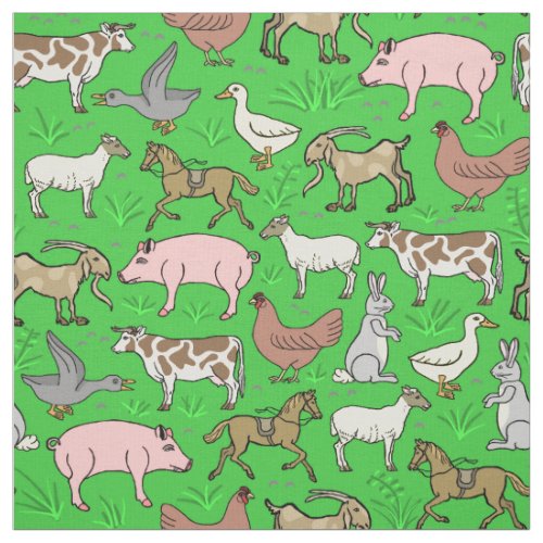 Farm Animals Barnyard Rustic Country Ranch Pattern Fabric