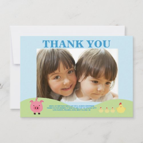 Farm Animals Barnyard Thank You Photo Cards