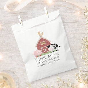 Farm Animals Barnyard White Baby Shower Favor Bag