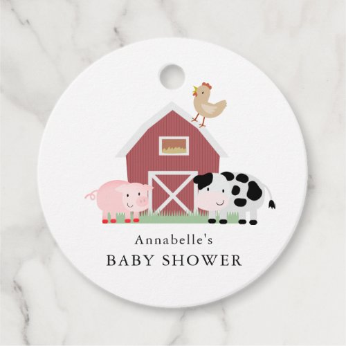 Farm Animals Barnyard White Baby Shower Thank You Favor Tags