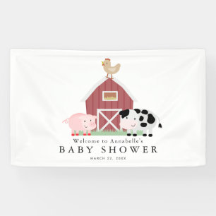 Farm Animals Barnyard White Baby Shower Welcome Banner