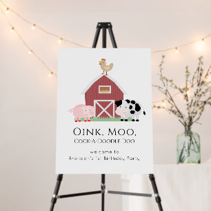 Farm Animals Barnyard White Birthday Welcome Foam Board