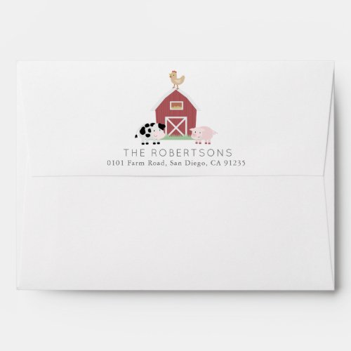 Farm Animals Barnyard White  Envelope