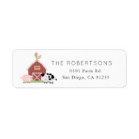 Farm Animals Barnyard White Return Address Label