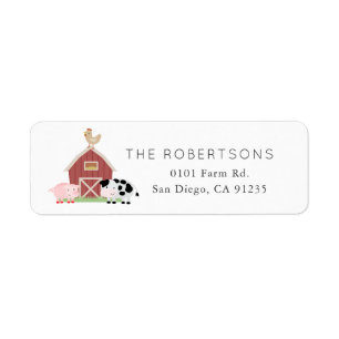 Farm Animals Barnyard White Return Address Label