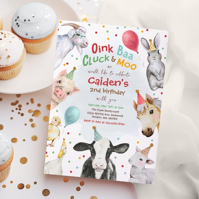  Farm Animals Birthday Boy Barnyard Birthday Party Invitation (Creator Uploaded)