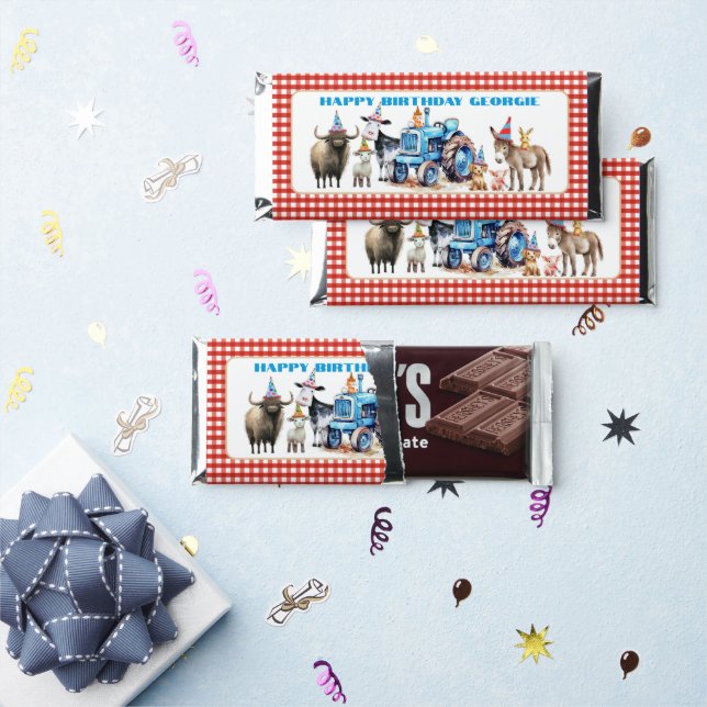 Farm Animals Birthday Candy Bars and Wrapper (Front)