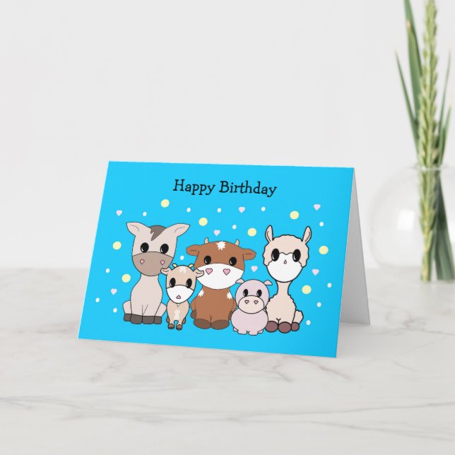 Farm Animals Birthday Card for Kids (Front)