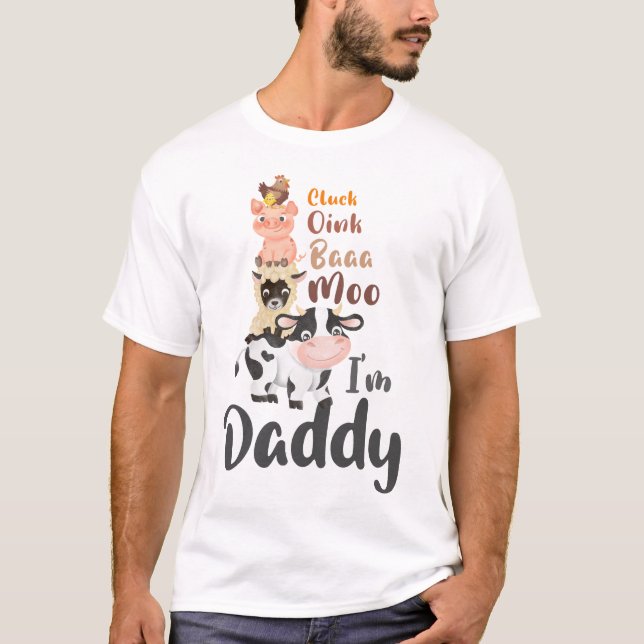 Farm Animals Birthday Family Matching Daddy Dad T-Shirt (Front)
