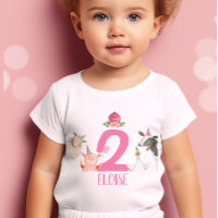 Farm Animals Birthday Girl Pink Barnyard T-Shirt