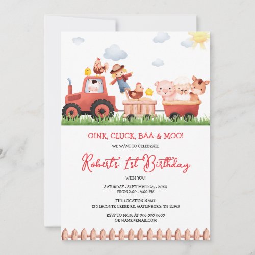 Farm Animals Birthday Invitation