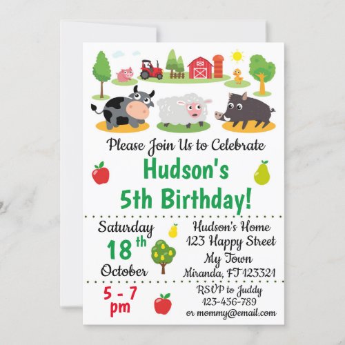 Farm Animals Birthday Invitations