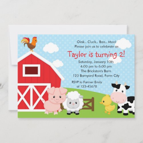 Farm Animals Birthday Invitations _ Boy Barnyard