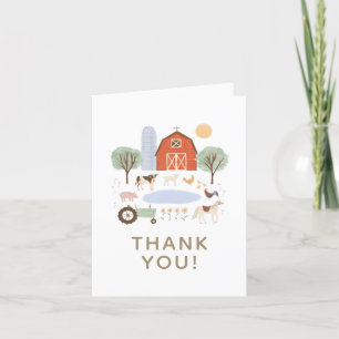 Farm Animals Birthday Letterpress Thank You Card