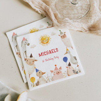 Farm Animals Birthday Napkins