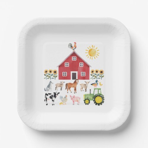 Farm Animals Birthday Paper Plates