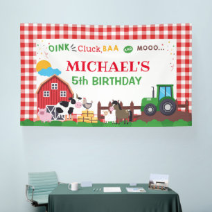 Farm animals birthday party banner backdrop