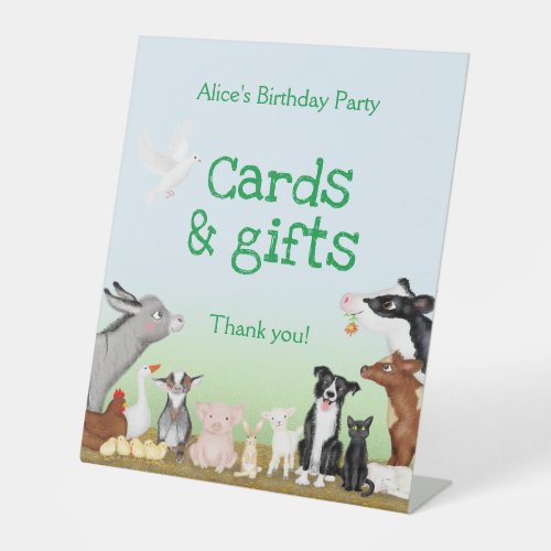 Farm animals birthday party cards  gifts sign