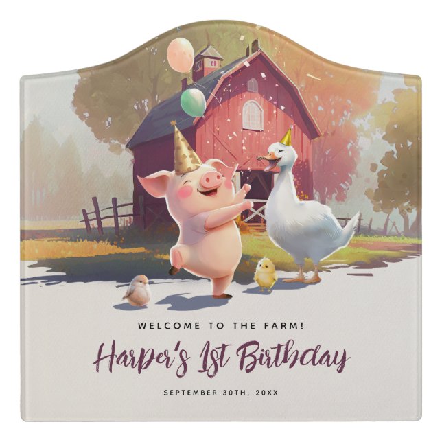 Farm Animals Birthday Party Door Sign (Large Crest Front)