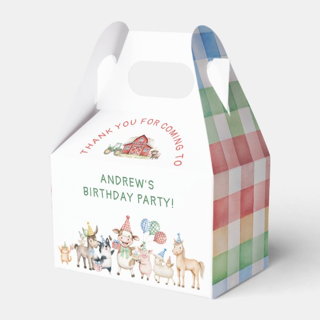 Farm Animals Birthday Party Favor Boxes (Front Side)