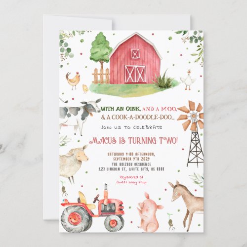 Farm Animals Birthday Party Invitation