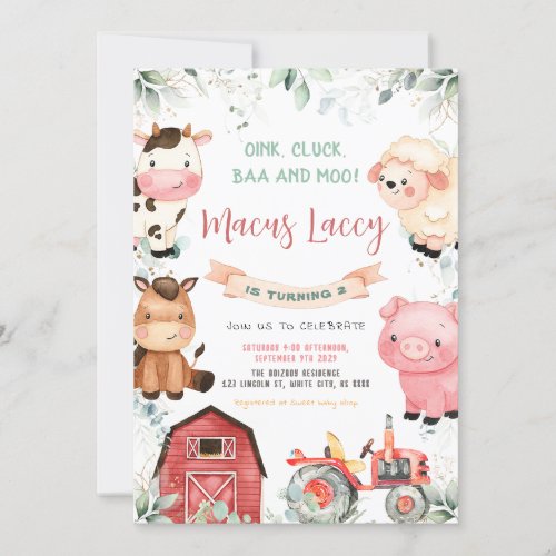 Farm Animals Birthday Party Invitation